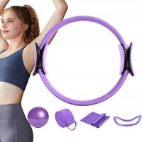 5 SZT PIŁKA/ KÓŁEK/ PAS DO PILATESU JOGI ĆWICZENIA RAMION, NÓG I ZAD PURPLE