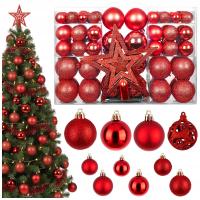 BOMBKI CHOINKOWE ZESTAW XXL 101 SZTUK CZERWONE OZDOBY ŚWIĄTECZNE + GWIAZDA