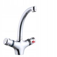 Bateria umywalkowa termostatyczna, mosiężna, montaż na blacie