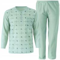 PIŻAMA MĘSKA bawełniana Frota długi rękaw rozpinana Frotte SPODNIE L /