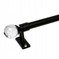 MINI KARNISZ zazdrostka z kryształkiem 120 cm ROZSUWANY do 200 cm CZARNY