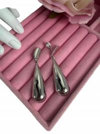 Klipsy do uszu długie klasyczne w kolorze srebrnym c57