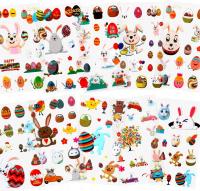 Naklejki wielkanocne – 10 arkuszy / 150 kolorowych wzorów zajączek, pisanki