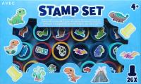 AVEC Stemple pieczątki dla dzieci 26szt dinozaury niebieski