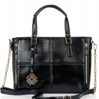 Torebka Damska do pracy SHOPPER MONNARI NA RAMIĘ Aktówka Czarna Premium