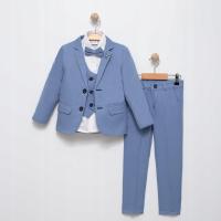 NIEBIESKI GARNITUR CHŁOPIĘCY MARYNARKA KAMIZELKA KOSZULA SPODNIE MUSZKA 4Y