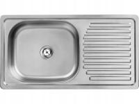 Zlewozmywak jednokomorowy stalowy Wpuszczany z Ociekaczem INOX + syfon