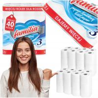Papier Toaletowy Biały Miękki Bezzapachowy 3 Warstwy Familia 40 Rolek