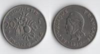 POLINEZJA FRANCUSKA 1970 20 FRANCS BEZ I.E.O.M.