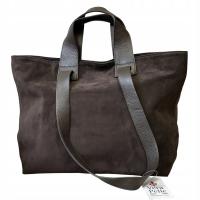 WŁOSKA TOREBKA DAMSKA SHOPPER VERA PELLE PREMIUM BRĄZOWA ZAMSZOWA SKÓRZANA