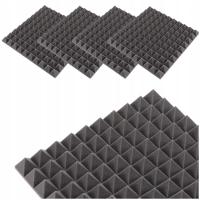 Piramidki maty akustyczne szare 50x50x5cm 4szt. kasetony sufitowe pianka