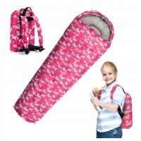 ŚPIWÓR DLA DZIECI Z PLECAKIEM METEOR mumia YMER UNICORN (130+30)x60/40cm