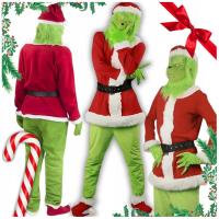 STRÓJ KOSTIUM GRINCH PRZEBRANIE MIKOŁAJ ŚWIĘTA RĘKAWICZKI MASKA COSPLAY