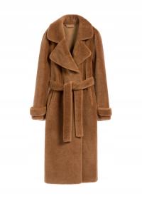 OCHNIK Długie wełniane futro w kolorze camelowym FUTDW-0019A-24(Z25)