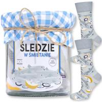 SOXO skarpety męskie śledzie w słoiku prezent na urodziny dla faceta 40-45