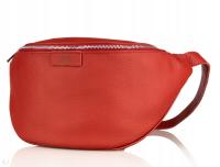 Nerka damska skórzana (saszetka) czerwona– regulowany pasek, duża