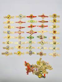 Etykiety cygarowe Willem II Holandia ok. 1950s seria ptaków 68 szt.