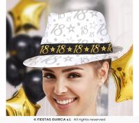 Kapelusz Biały Urodzinowy Osiemnastka 18 Gangsterski