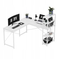 Biurko narożne MARK ADLER białe komputerowe loftowe szkolne z półkami