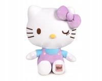 HELLO KITTY Maskotka FIOLEOTWY z naszywką Pluszak Przytulanka 32cm