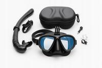Zestaw MASKA NURKOWA z RURKĄ Snorkeling SZKŁO HARTOWANE Uchwyt KAMERA