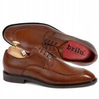 BRILU POLSKIE MĘSKIE SKÓRZANE BUTY WIZYTOWE DERBY LEONARDO BRĄZOWE