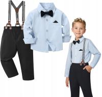 Komplet elegancki 5Y zestaw 4 cz koszula spodnie szelki mucha roczek