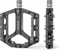 Pedały Rowerowe Platformowe Czarne Aluminium 3 Łożyska Maszynowe Gewage