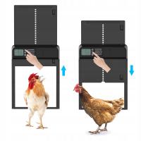 Drzwi do kurnika z timerem – automatyczne, czarne, 322×244 mm