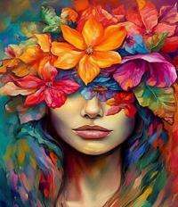 Haft krzyżykowy zestaw portret kobieta mulina kanwa z nadrukiem igły 30x40