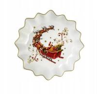 półmisek Patera - Mikołaj w saniach - złote ranty - 24 cm - Boże Narodzenie