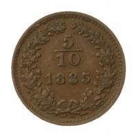 [M30382] Austria 5/10 krajcara 1885