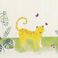 Casadeco Alice & Paul border jungle animals zielony pomarańczowy żółty