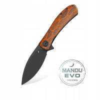 Nóż Składany Trollsky Knives Mandu EVO Black Stonewashed Orange Turtle G10