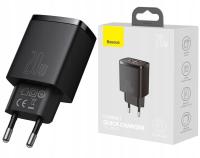 Сетевое зарядное устройство Baseus Compact 1x USB-A, 1x USB-C, QC, PD 20W, черная