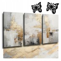 ZESTAW 3 OBRAZÓW TRYPTYK 150x70cm OBRAZY NA PŁÓTNIE ZŁOTA DEKORACJA ŚCIENNA