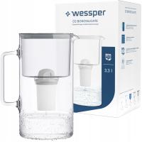 Dzbanek filtrujący szklany Wessper 3,3l Szary + 1x Filtr aquaclassic