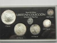 42047/ ZESTAW 5 SZT. MONET PLATA PURA-LIBERTAD 1992 MEKSYK (SREBRO 999)