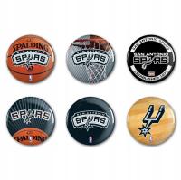 OFICJALNE LICENCJONOWANE PRZYPINKI BUTTON NBA San Antonio Spurs 6szt