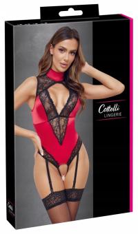 Cottelli Lingerie Body XL Czerwone z Koronką, Regulowane Podwiązki