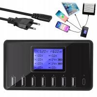 STACJA ŁADUJĄCA USB ŁADOWARKA USB 8 PORTÓW USB 60W 5V/12A WYŚWIETLACZ LCD