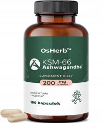 ASHWAGANDHA KSM-66 MOCNY EKSTRAKT NA NERWY STRES SEN RELAKS 100 KAPSUŁEK