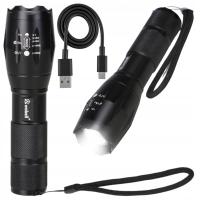 Тактический светодиодный фонарик CREE XML-T6-ZOOM с перезаряжаемой батареей 5 режимов большой дальности