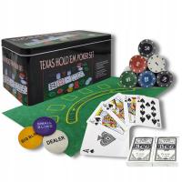 Техасский покер набор 200 фишек коврик 2X колода карт подарочная коробка набор