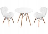 НАБОР СТОЛ БЕЛЫЙ 2 СТУЛА ОБИТЫЕ ЭКО-КОЖА БЕЛЫЙ