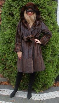 FUTRO Z NOREK- NORKI-MINK-FUR-KAPTUR-PŁASZCZ- M/L