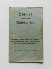 DEKRET USTANOWIENIA OPIEKUNEM - SĄD LIMANOWA 1923 - RZADKI DOKUMENT, II RP