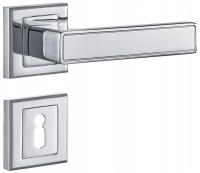 KLAMKA DO DRZWI CLARA CHROM + ROZETA KLUCZ