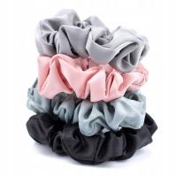 ZESTAW GUMEK DO WŁOSÓW Gumki 4 szt Różowy Szary Czarny Stalowy FROTKI