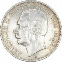 14.db.BADENIA, FRYDERYK II, 3 MARKI 1908 G